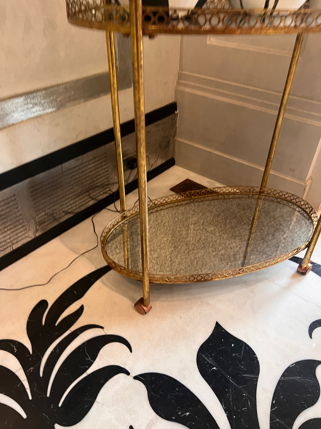 Gold 2-Tier Cart on Wheels