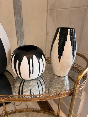 3 Black & White Vases Lot