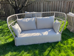 High Back Wicker Sofa w/Back & Side Cushions