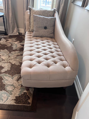 Beige Tufted Chaise Lounger # 2