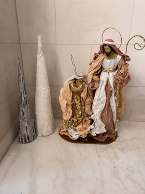Bella Lux Holiday Collection Nativity Scene + 2 Decorative Christmas Trees
