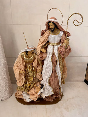 Bella Lux Holiday Collection Nativity Scene + 2 Decorative Christmas Trees