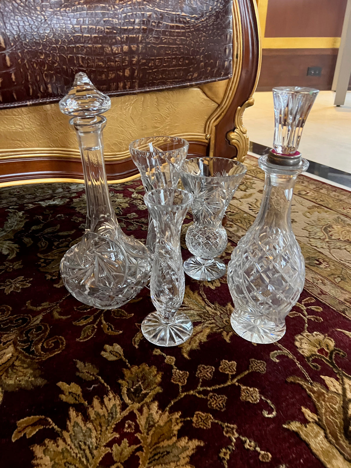 5pc Lot- Crystal Decanters and Vases