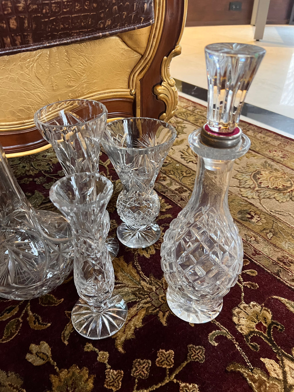 5pc Lot- Crystal Decanters and Vases