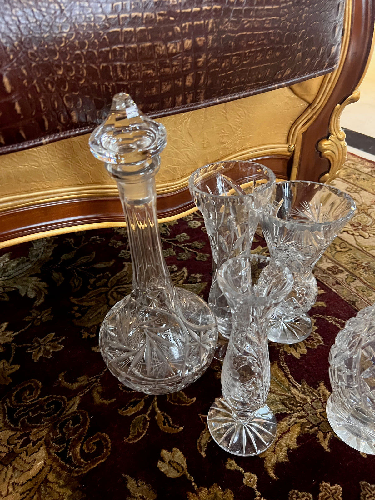 5pc Lot- Crystal Decanters and Vases