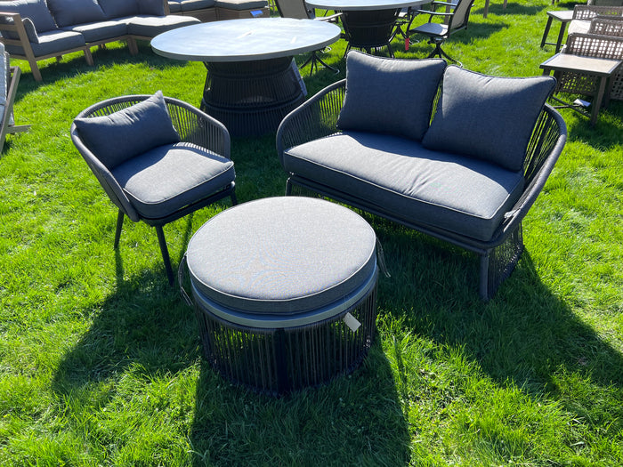 3 Piece Wicker and Steel Grey Conversation Set