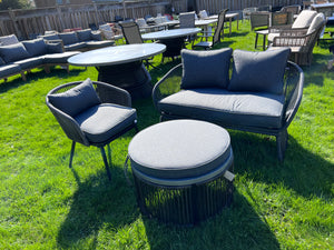 3 Piece Wicker and Steel Grey Conversation Set