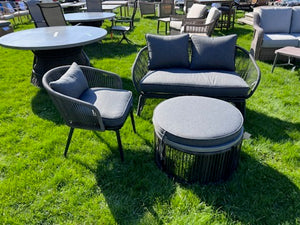 3 Piece Wicker and Steel Grey Conversation Set