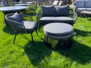 3 Piece Wicker and Steel Grey Conversation Set