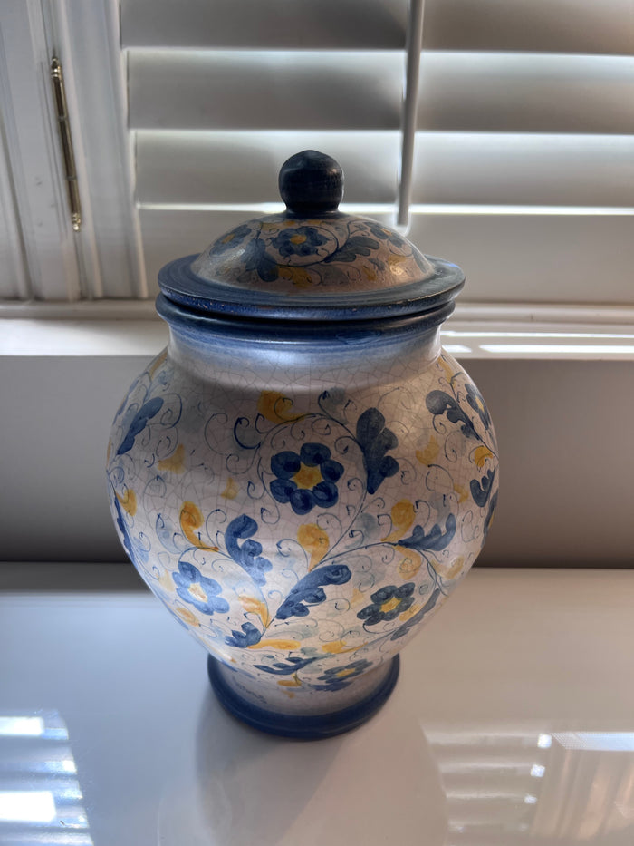 Painted Ceramic Lidded Vase by Anthilis