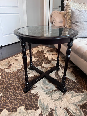 Bombay Company Round Brown Accent Table w/Glass Insert # 1