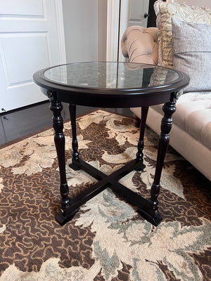Bombay Company Round Brown Accent Table w/Glass Insert # 2