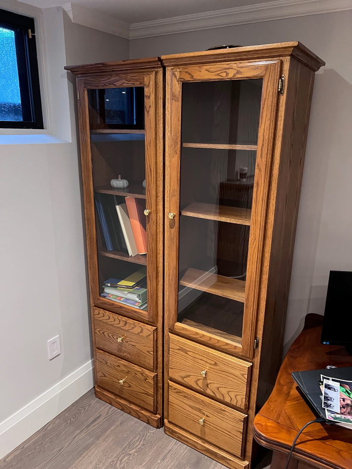 Pair of Pine Wood Shelving Cabinets