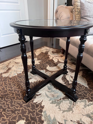 Bombay Company Round Brown Accent Table w/Glass Insert # 1