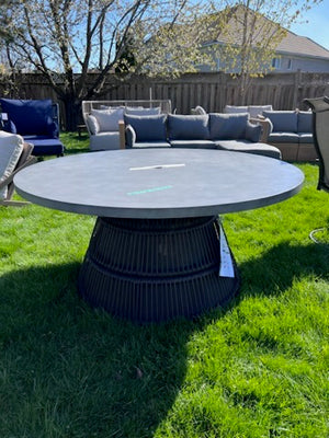 Concrete Style Steel and Wicker Round Dining Table (*retail price $950)