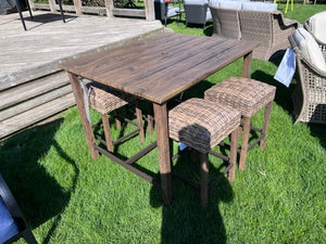 Bar Table + 4 Wicker Stools
