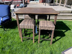 Bar Table + 4 Wicker Stools