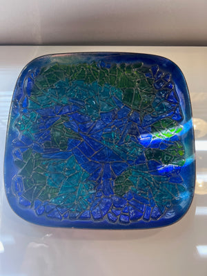 Blue & Green Enamelled Copper Plate by Robins