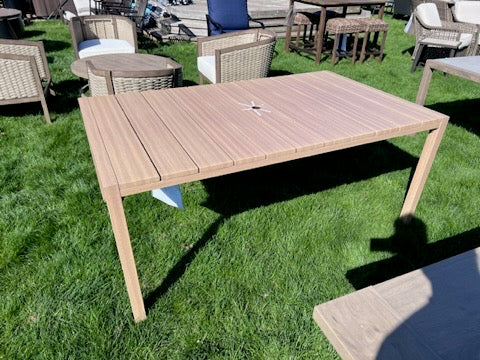 Wood-Look Steel Rectangular Dining Table