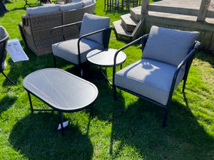 4 Piece Conversation Set w/Grey Cushions