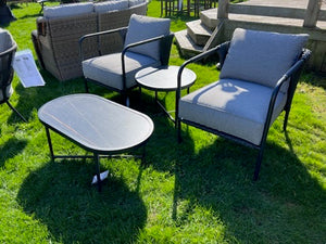 4 Piece Conversation Set w/Grey Cushions