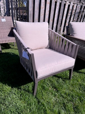 Steel Chair, Foam Cushioned Rope w/Grey Cushions