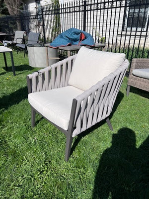 Steel Chair, Foam Cushioned Rope w/Grey Cushions