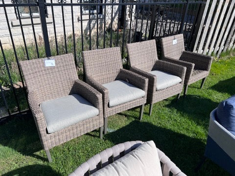 Set of 4 Aluminum and Wicker Dining Chairs