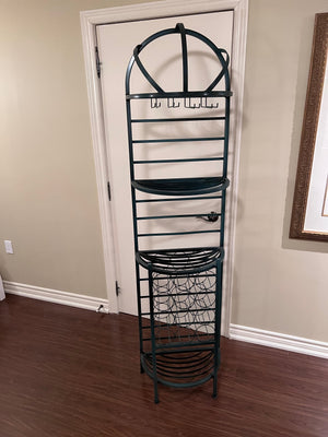 Vintage Green Metal Wine Rack/Bar