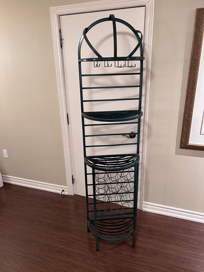 Vintage Green Metal Wine Rack/Bar
