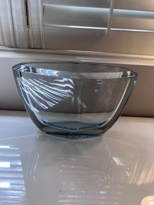 Thick Glass Oval Bowl by Strombergshyttan, Sweden