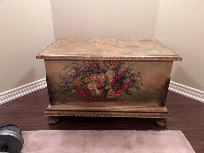 Floral Painted Wood Chest