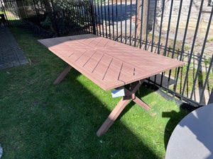 Rectangular Steel Slatted Dining Table.
