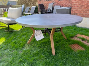 Concrete Look- Steel and Wicker Round Dining Table
