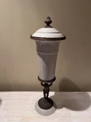 Bronzed Figural Lidded Urn