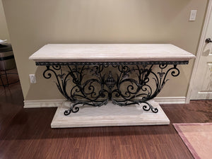 Ornate Faux Marble Console Table