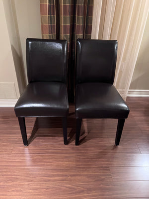 2 Brown Faux Leather Dining Chairs