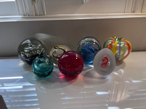 7 Art Glass Paperweights Lot