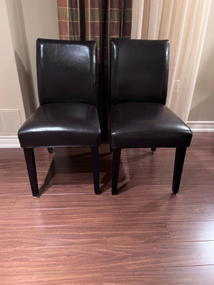 2 Brown Faux Leather Dining Chairs