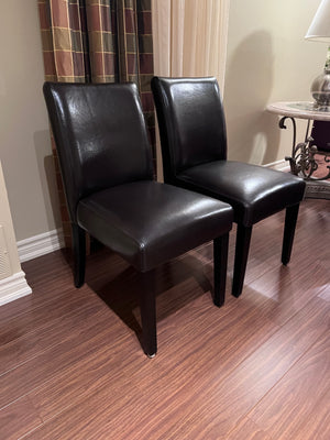 2 Brown Faux Leather Dining Chairs
