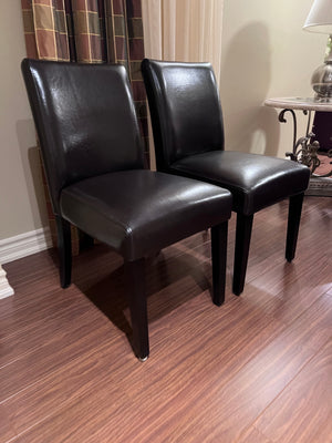 2 Brown Faux Leather Dining Chairs