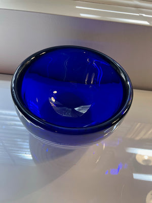 Blue Art Glass Bowl by JAN EXNAR, Czech Republic