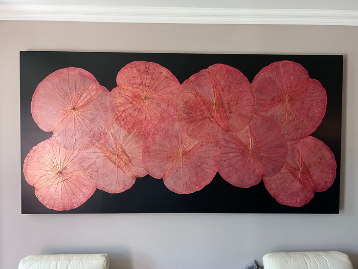 Red Lotus Leaf Wall Art, from Fine Asian Importer