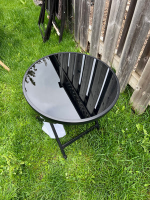 Black Glass/Steel Folding Side Table