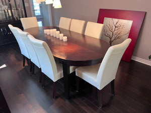 Hamilton & Spill Dining Table + 8 White Faux Leather Chairs