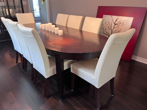 Hamilton & Spill Dining Table + 8 White Faux Leather Chairs