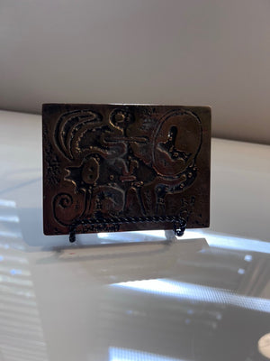 After Joan Miro, Femme et Oiseau Devant la Lune, Relief, Metal Cast with Bronze Coating