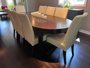 Hamilton & Spill Dining Table + 8 White Faux Leather Chairs