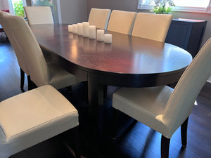 Hamilton & Spill Dining Table + 8 White Faux Leather Chairs