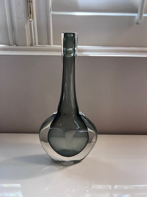 Nils Landberg for Orrerfors Sommerso Grey Glass Vase